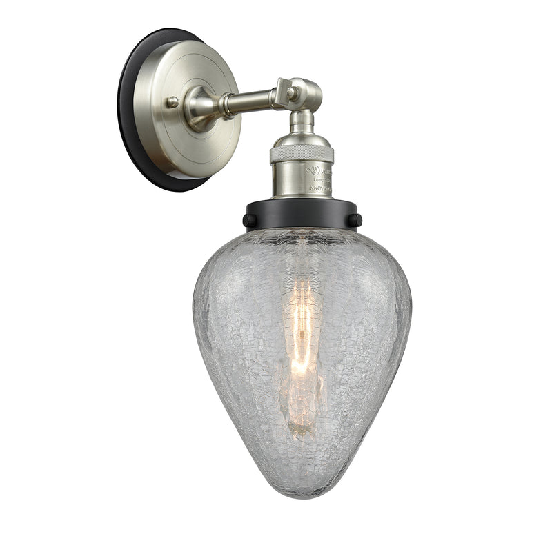 Geneseo Sconce shown in the Brushed Satin Nickel finish with a Clear Crackled shade