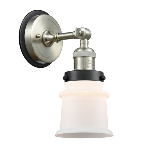 Canton Sconce shown in the Brushed Satin Nickel finish with a Matte White shade