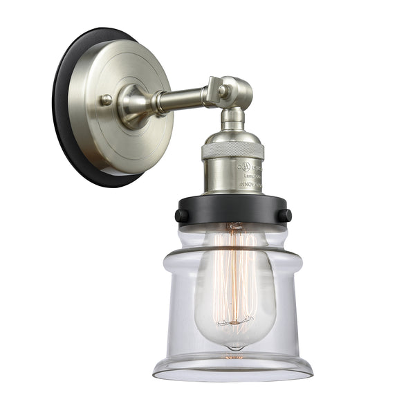 Canton Sconce shown in the Brushed Satin Nickel finish with a Clear shade