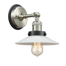 Halophane Sconce shown in the Brushed Satin Nickel finish with a Matte White Halophane shade