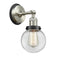 Beacon Sconce shown in the Brushed Satin Nickel finish with a Clear shade