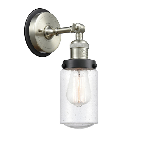 Dover Sconce shown in the Brushed Satin Nickel finish with a Seedy shade