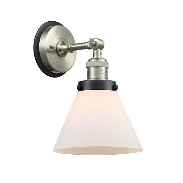 Cone Sconce shown in the Brushed Satin Nickel finish with a Matte White shade