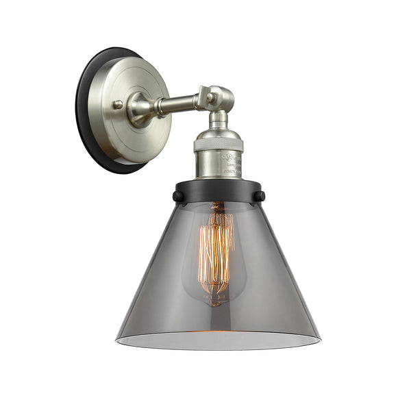 Cone Sconce shown in the Brushed Satin Nickel finish with a Plated Smoke shade