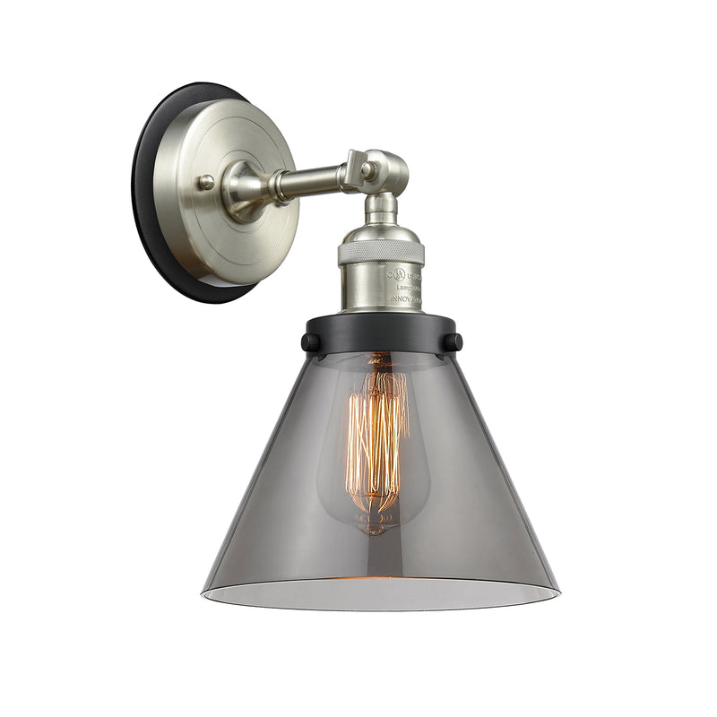 Cone Sconce shown in the Brushed Satin Nickel finish with a Plated Smoke shade