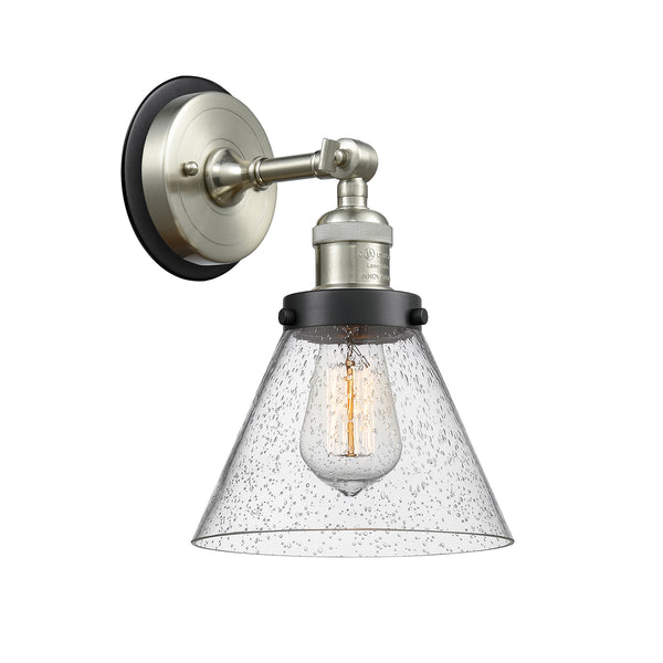 Cone Sconce shown in the Brushed Satin Nickel finish with a Seedy shade