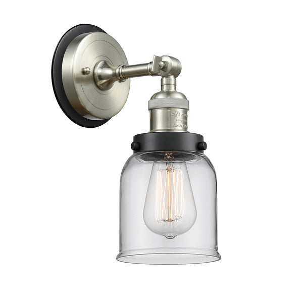 Bell Sconce shown in the Brushed Satin Nickel finish with a Clear shade