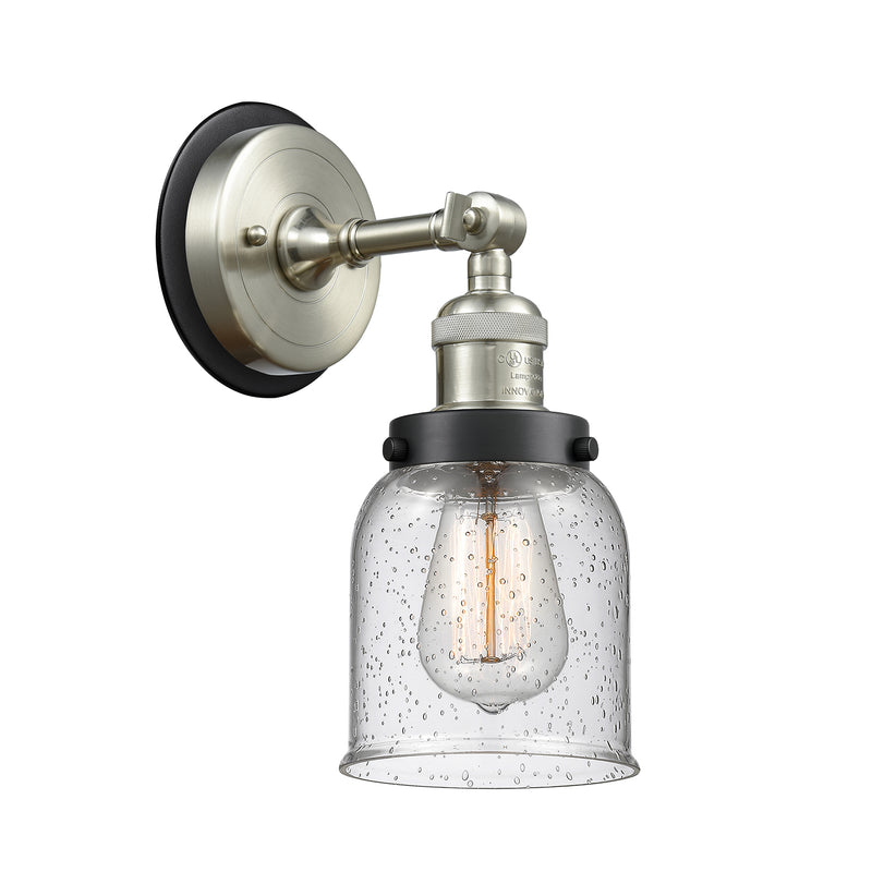 Bell Sconce shown in the Brushed Satin Nickel finish with a Seedy shade