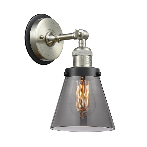 Cone Sconce shown in the Brushed Satin Nickel finish with a Plated Smoke shade