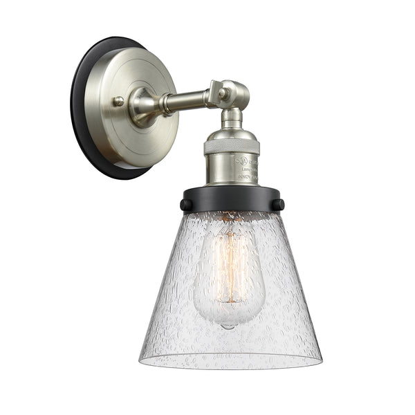 Cone Sconce shown in the Brushed Satin Nickel finish with a Seedy shade