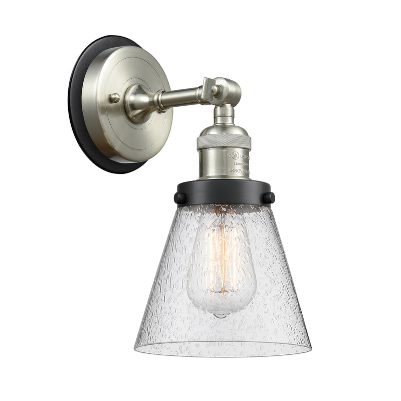 Cone Sconce shown in the Brushed Satin Nickel finish with a Seedy shade