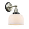 Bell Sconce shown in the Brushed Satin Nickel finish with a Matte White shade