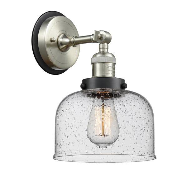 Bell Sconce shown in the Brushed Satin Nickel finish with a Seedy shade
