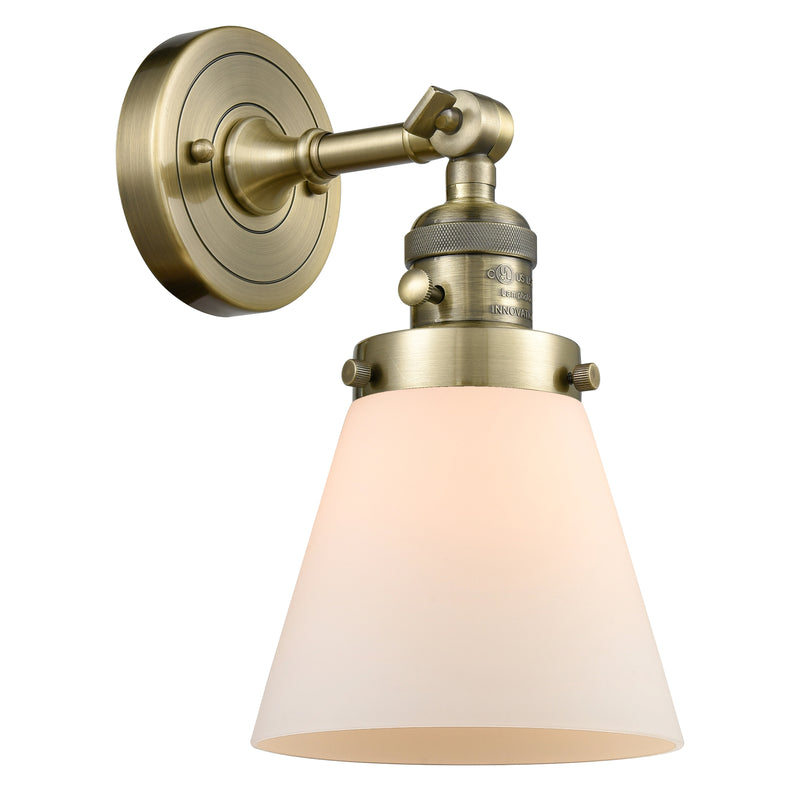 Innovations Lighting Cone 1 Light 6.25" Sconce with Switch 203SW-AB-G61-LED