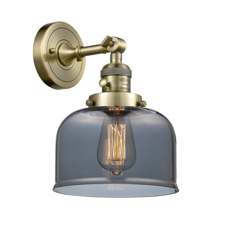 Innovations Lighting Large Bell 1-100 watt 8 inch Antique Brass Sconce  Smoked glass   180 Degree Adjustable Swivel High-Low-Off Switch 203SWABG73