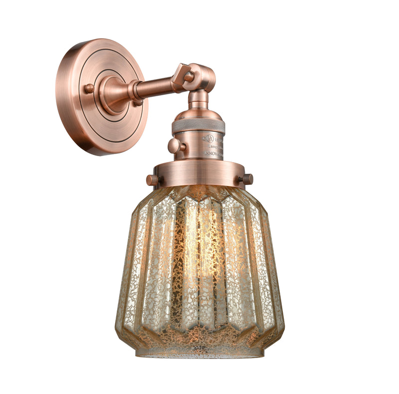 Innovations Lighting Chatham 1-100 watt 6 inch Antique Copper Sconce Mercury Fluted glass 180 Degree Swivel High-Low-Off Switch 203SWACG146