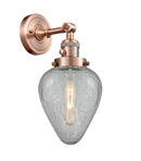 Innovations Lighting Geneseo 1-100 watt 6.5 inch Antique Copper Sconce Clear Crackle glass 180 Degree Swivel High-Low-Off Switch 203SWACG165