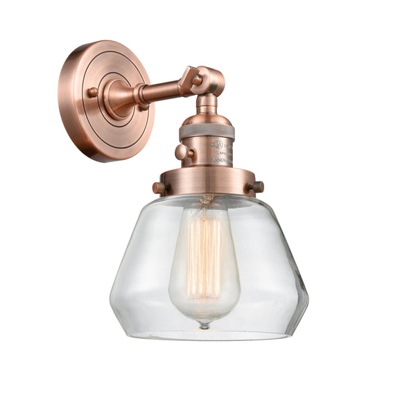 Innovations Lighting Fulton 1-100 watt 7 inch Antique Copper Sconce  Clear glass 180 Degree Adjustable Swivel High-Low-Off Switch 203SWACG172