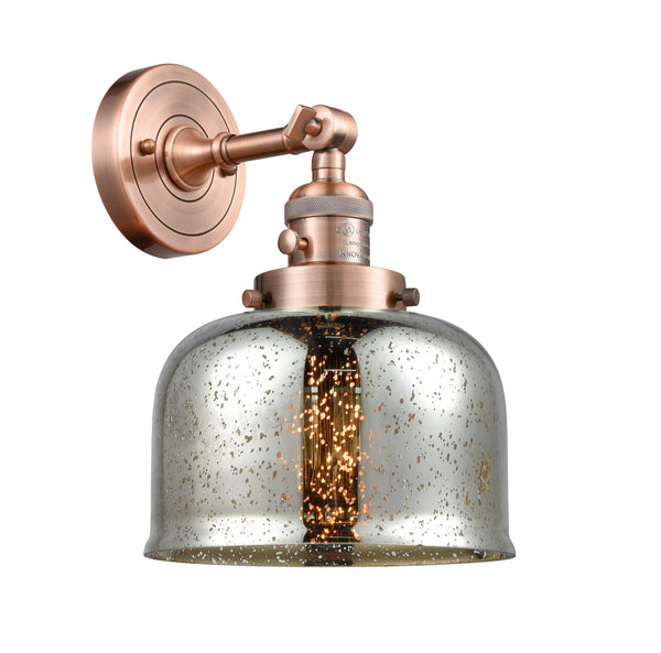 Innovations Lighting Large Bell 1-100 watt 8 inch Antique Copper Sconce Silver Plated Mercury glass 180 Degree Swivel High-Low-Off Switch 203SWACG78