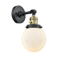 Innovations Lighting Beacon 1-100 watt 6 inch Black Antique Brass Sconce Matte White Cased glass 180 Degree Swivel High-Low-Off 203SWBABG2016