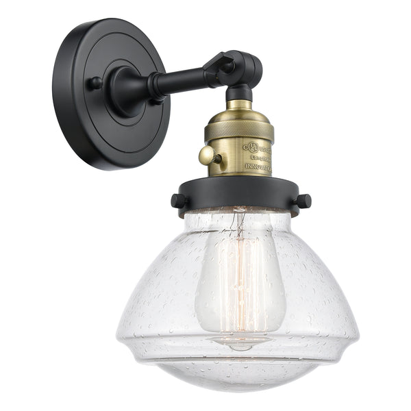 Olean Sconce shown in the Black Antique Brass finish with a Seedy shade