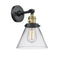 Innovations Lighting Large Cone 1-100 watt 8 inch Black Antique Brass Sconce Clear glass 180 Degree Swivel High-Low-Off Switch 203SWBABG42