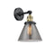 Innovations Lighting Large Cone 1-100 watt 8 inch Black Antique Brass Sconce Smoked glass 180 Degree Swivel High-Low-Off Switch 203SWBABG43