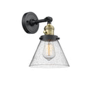 Innovations Lighting Large Cone 1-100 watt 8 inch Black Antique Brass Sconce Seedy glass 180 Degree Swivel High-Low-Off Switch 203SWBABG44