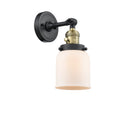 Innovations Lighting Small Bell 1-100 watt 5 inch Black Antique Brass Sconce Matte White Cased glass 180 Degree Swivel High-Low-Off 203SWBABG51