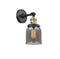 Innovations Lighting Small Bell 1-100 watt 5 inch Black Antique Brass Sconce Smoked glass 180 Degree Swivel High-Low-Off Switch 203SWBABG53