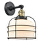Bell Cage Sconce shown in the Black Antique Brass finish with a Matte White shade