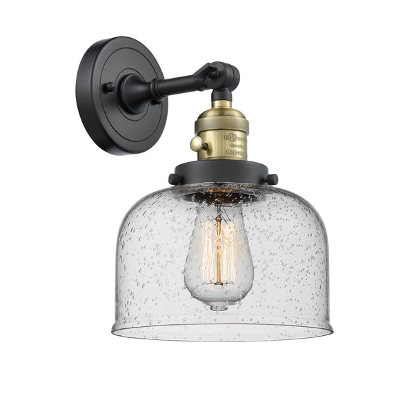 Innovations Lighting Large Bell 1-100 watt 8 inch Black Antique Brass Sconce Seedy glass 180 Degree Swivel High-Low-Off Switch 203SWBABG74