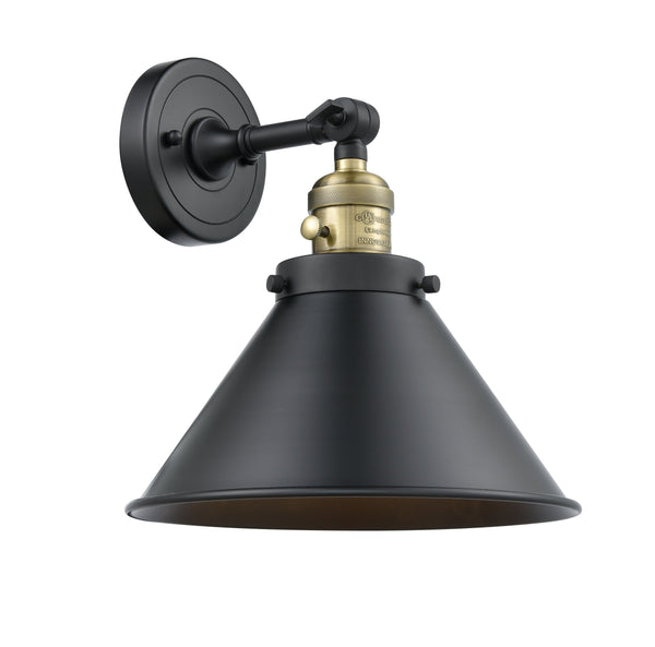 Innovations Lighting Briarcliff 1-100 watt 10 inch Black Antique Brass Sconce Black Briarcliff shades 180 Degree Swivel High-Low-Off 203SWBABM10BK