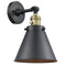 Innovations Lighting Appalachian 1 Light 8" Sconce With Switch 203SW-BAB-M13-BK