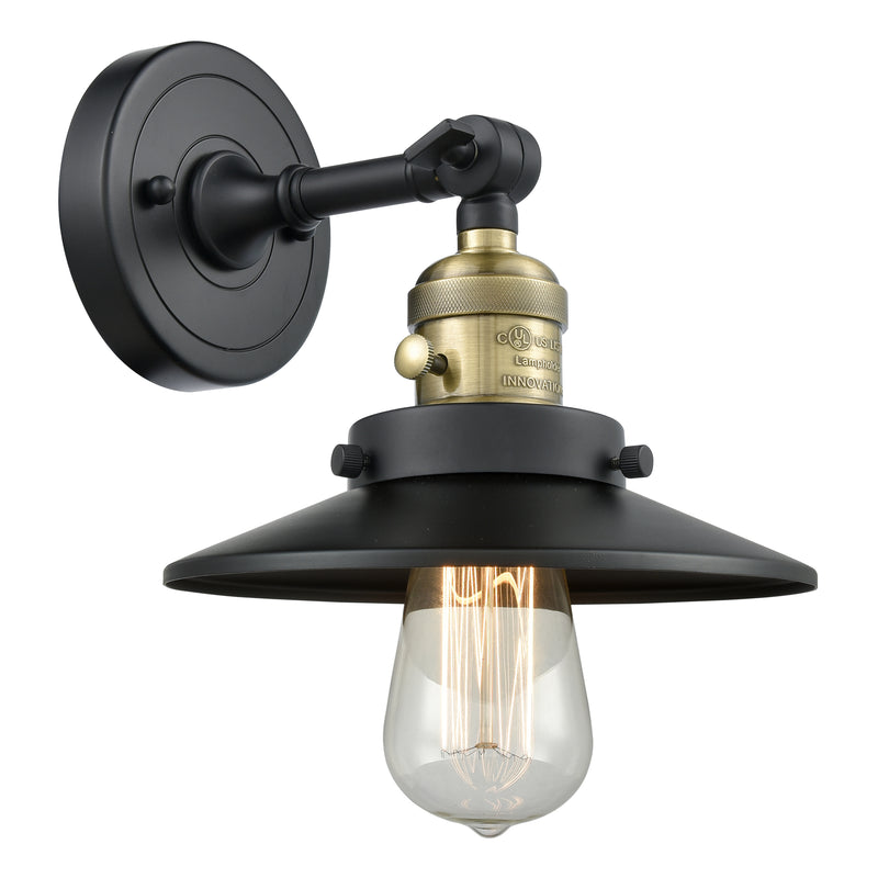 Innovations Lighting Railroad 1 Light 8" Sconce with Switch 203SW-BAB-M6