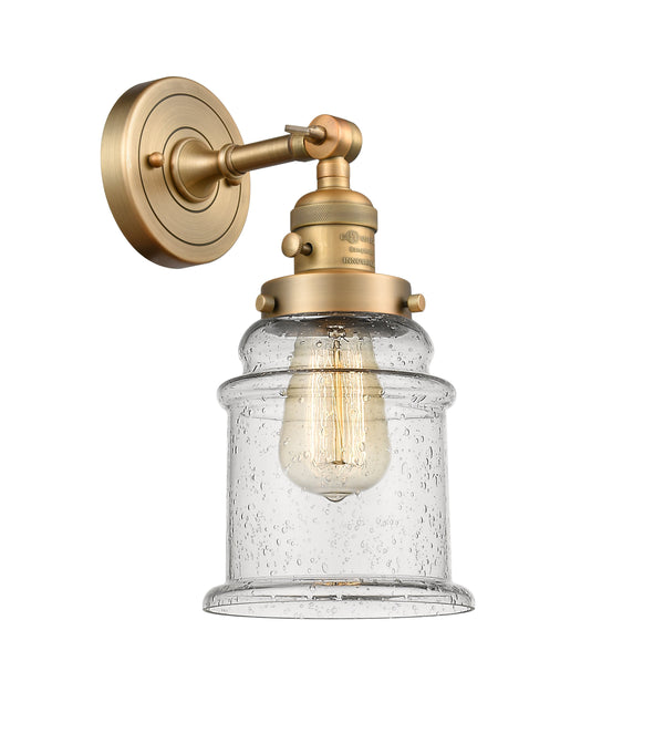 Innovations Lighting Canton 1-100 watt 6.5 inch Brushed Brass Sconce  Seedy glass   180 Degree Adjustable Swivel High-Low-Off Switch 203SWBBG184
