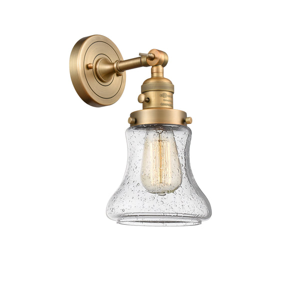 Innovations Lighting Bellmont 1-100 watt 6.5 inch Brushed Brass Sconce  Seedy glass   180 Degree Adjustable Swivel High-Low-Off Switch 203SWBBG194