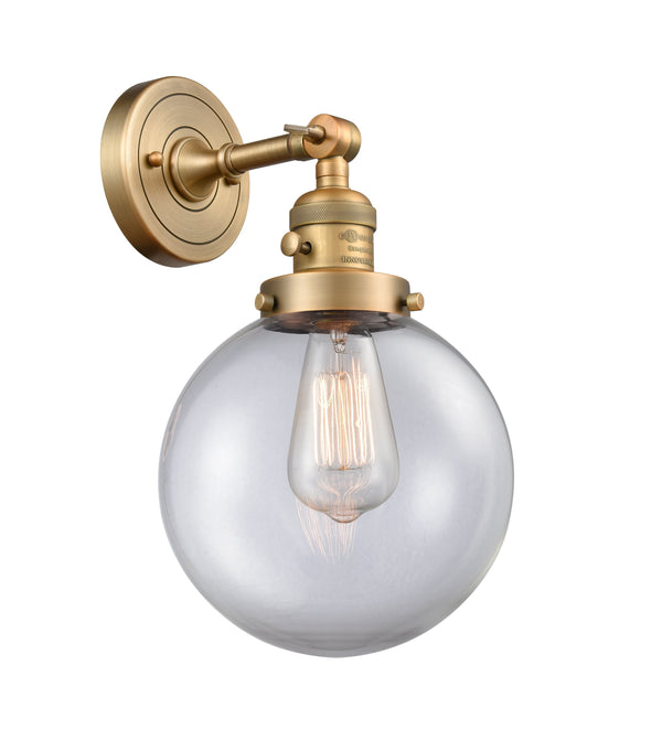 Innovations Lighting Beacon 1-100 watt 8 inch Brushed Brass Sconce Clear glass  180 Degree Adjustable Swivel High-Low-Off 203SWBBG2028