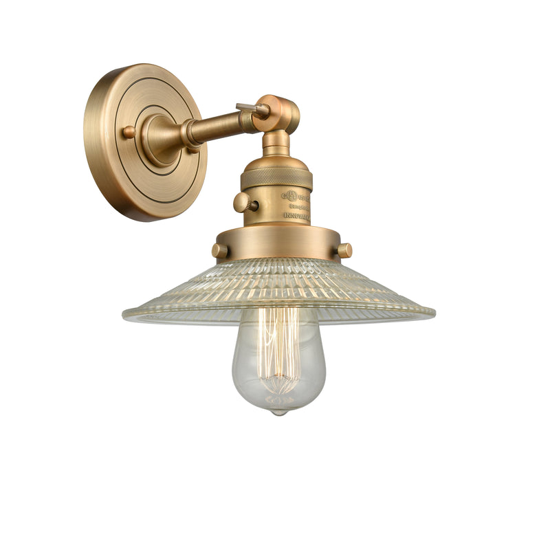 Innovations Lighting Halophane 1-100 watt 10 inch Brushed Brass Sconce  Halophane glass   180 Degree Adjustable Swivel High-Low-Off Switch 203SWBBG2