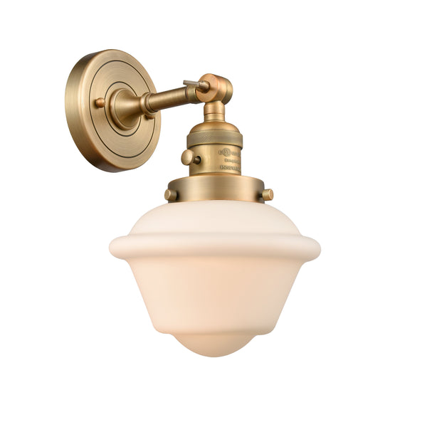 Innovations Lighting Small Oxford 1-100 watt 8 inch Brushed Brass Sconce  Matte White Cased glass 180 Degree Swivel High-Low-Off 203SWBBG531