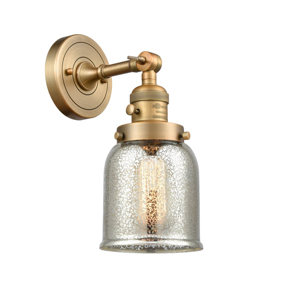 Innovations Lighting Small Bell 1-100 watt 5 inch Brushed Brass Sconce Silver Plated Mercury Glass 180 Degree Swivel High-Low-Off 203SWBBG58