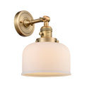 Innovations Lighting Large Bell 1-100 watt 8 inch Brushed Brass Sconce Matte White Cased glass 180 Degree Swivel High-Low-Off Switch 203SWBBG71