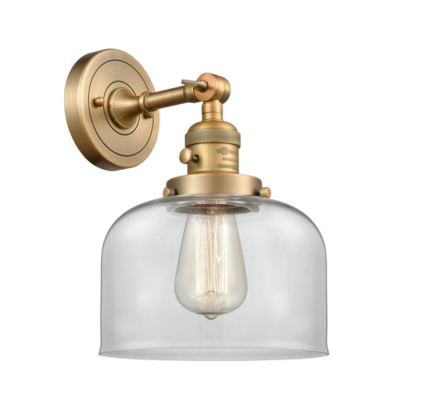 Innovations Lighting Large Bell 1-100 watt 8 inch Brushed Brass Sconce  Clear glass   180 Degree Adjustable Swivel High-Low-Off Switch 203SWBBG72