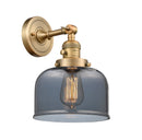 Innovations Lighting Large Bell 1-100 watt 8 inch Brushed Brass Sconce  Smoked glass   180 Degree Adjustable Swivel High-Low-Off Switch 203SWBBG73