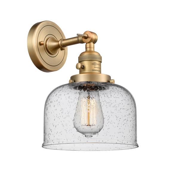 Innovations Lighting Large Bell 1-100 watt 8 inch Brushed Brass Sconce  Seedy glass   180 Degree Adjustable Swivel High-Low-Off Switch 203SWBBG74