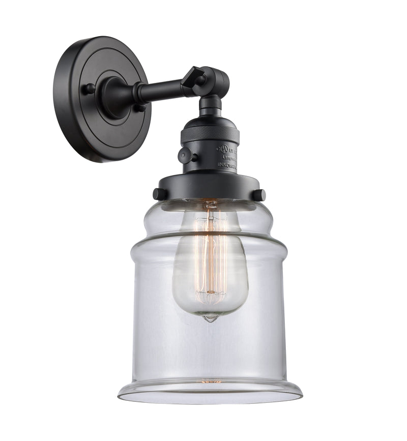 Innovations Lighting Canton 1-100 watt 6.5 inch Black Sconce Clear Glass  180 Degree Adjustable Swivel High-Low-Off Switch 203SWBKG182