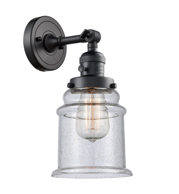 Innovations Lighting Canton 1-100 watt 6.5 inch Black Sconce  Seedy glass   180 Degree Adjustable Swivel High-Low-Off Switch 203SWBKG184