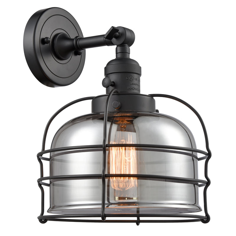 Innovations Lighting Bell Cage 1 Light 9" Sconce With Switch 203SW-BK-G73-CE