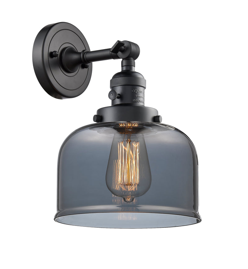 Innovations Lighting Large Bell 1-100 watt 8 inch Black Sconce  Smoked glass   180 Degree Adjustable Swivel High-Low-Off Switch 203SWBKG73