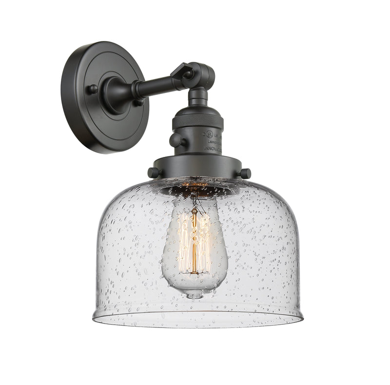 Innovations Lighting Large Bell 1-100 watt 8 inch Oil Rubbed Bronze Sconce  Seedy glass   180 Degree Adjustable Swivel High-Low-Off Switch 203SWOBG74